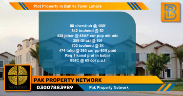 Residential Plot for Sale in Bahria Town, Lahore - (BP-53607)