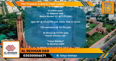 Residential Plot for Sale in Bahria Town, Lahore - (BP-53618)