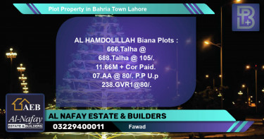 Residential Plot for Sale in Bahria Town, Lahore - (BP-53659)