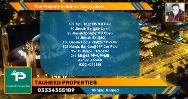 Residential Plot for Sale in Bahria Town, Lahore - (BP-53686)