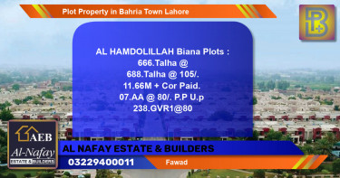 Residential Plot for Sale in Bahria Town, Lahore - (BP-53731)