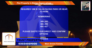 Residential Plot for Sale in Bahria Town, Lahore - (BP-53838)