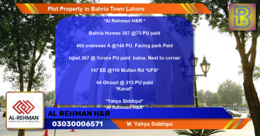 Residential Plot for Sale in Bahria Town, Lahore - (BP-53847)
