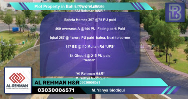 Residential Plot for Sale in Bahria Town, Lahore - (BP-53855)