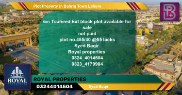 Residential Plot for Sale in Bahria Town, Lahore - (BP-53893)