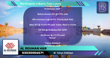 Residential Plot for Sale in Bahria Town, Lahore - (BP-53941)