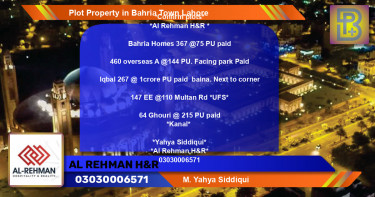 Residential Plot for Sale in Bahria Town, Lahore - (BP-53984)