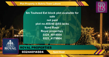 Residential Plot for Sale in Bahria Town, Lahore - (BP-54105)