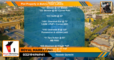 Residential Plot for Sale in Bahria Town, Lahore - (BP-54183)