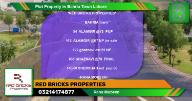 Residential Plot for Sale in Bahria Town, Lahore - (BP-54219)