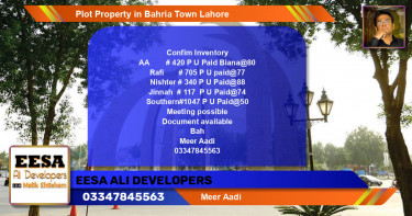 Residential Plot for Sale in Bahria Town, Lahore - (BP-54363)