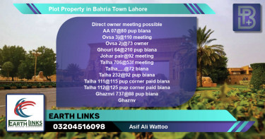 Residential Plot for Sale in Bahria Town, Lahore - (BP-54383)