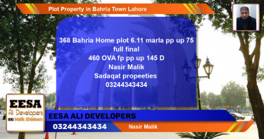 Residential Plot for Sale in Bahria Town, Lahore - (BP-54392)