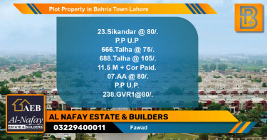 Residential Plot for Sale in Bahria Town, Lahore - (BP-54399)