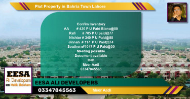 Residential Plot for Sale in Bahria Town, Lahore - (BP-54484)