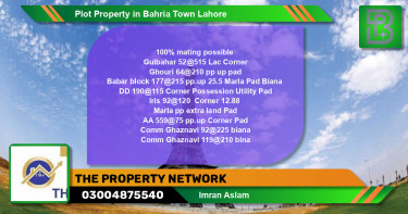 Residential Plot for Sale in Bahria Town, Lahore - (BP-55205)