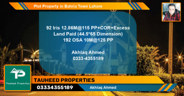 Residential Plot for Sale in Bahria Town, Lahore - (BP-55254)