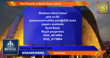 Residential Plot for Sale in Bahria Town, Lahore - (BP-55273)