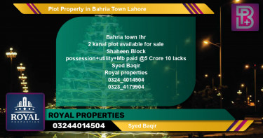 Residential Plot for Sale in Bahria Town, Lahore - (BP-55280)