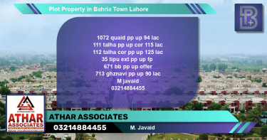 Residential Plot for Sale in Bahria Town, Lahore - (BP-55353)