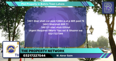 Residential Plot for Sale in Bahria Town, Lahore - (BP-55363)