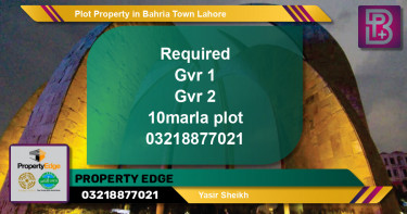 Residential Plot for Sale in Bahria Town, Lahore - (BP-55433)