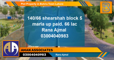 Residential Plot for Sale in Bahria Town, Lahore - (BP-55447)
