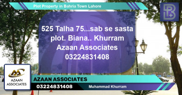 Residential Plot for Sale in Bahria Town, Lahore - (BP-55499)