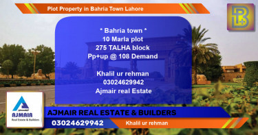 Residential Plot for Sale in Bahria Town, Lahore - (BP-56561)