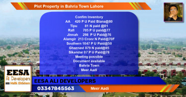 Residential Plot for Sale in Bahria Town, Lahore - (BP-56621)