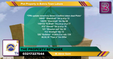 Residential Plot for Sale in Bahria Town, Lahore - (BP-56625)