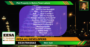 Residential Plot for Sale in Bahria Town, Lahore - (BP-56635)