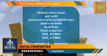 Residential Plot for Sale in Bahria Town, Lahore - (BP-56737)