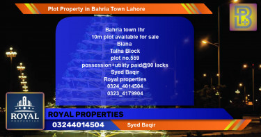 Residential Plot for Sale in Bahria Town, Lahore - (BP-56740)