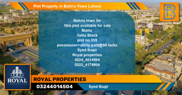 Residential Plot for Sale in Bahria Town, Lahore - (BP-56836)