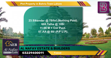 Residential Plot for Sale in Bahria Town, Lahore - (BP-56851)