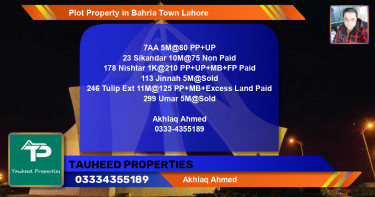 Residential Plot for Sale in Bahria Town, Lahore - (BP-56860)