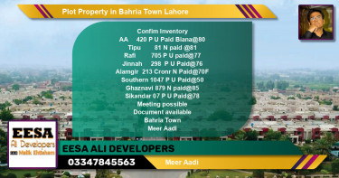Residential Plot for Sale in Bahria Town, Lahore - (BP-56906)