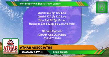 Residential Plot for Sale in Bahria Town, Lahore - (BP-56922)