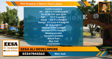 Residential Plot for Sale in Bahria Town, Lahore - (BP-56936)