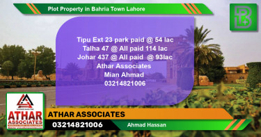 Residential Plot for Sale in Bahria Town, Lahore - (BP-56988)