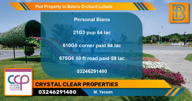 Residential Plot for Sale in Bahria Orchard, Lahore - (BP-57085)