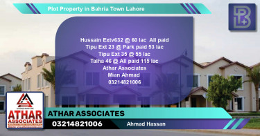 Residential Plot for Sale in Bahria Town, Lahore - (BP-57124)