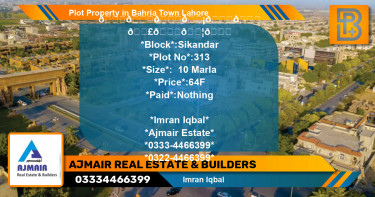 Residential Plot for Sale in Bahria Town, Lahore - (BP-57140)