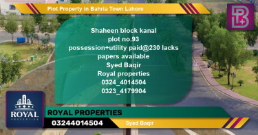 Residential Plot for Sale in Bahria Town, Lahore - (BP-57152)