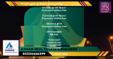 Residential Plot for Sale in Bahria Town, Lahore - (BP-57184)