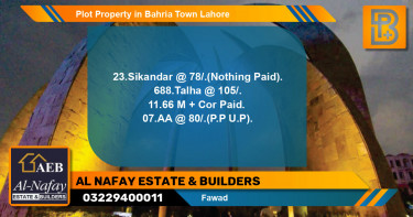 Residential Plot for Sale in Bahria Town, Lahore - (BP-57230)