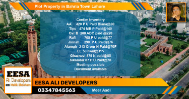 Residential Plot for Sale in Bahria Town, Lahore - (BP-57314)