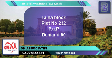 Residential Plot for Sale in Bahria Town, Lahore - (BP-57391)