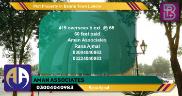 Residential Plot for Sale in Bahria Town, Lahore - (BP-57440)